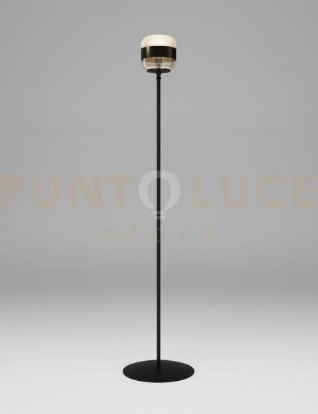 Futura lampada da terra p ambra ottone montatura nero opaco 1 luce 