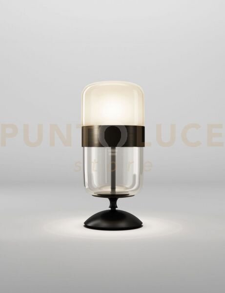Futura lampada da tavolo m ambra ottone nero opaco 1 luce attacco e27