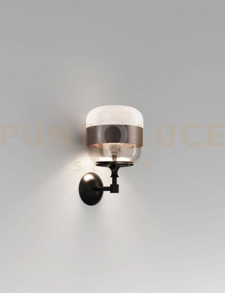 Futura applique a parete p fume' marrone montatura nero opaco 1 luc