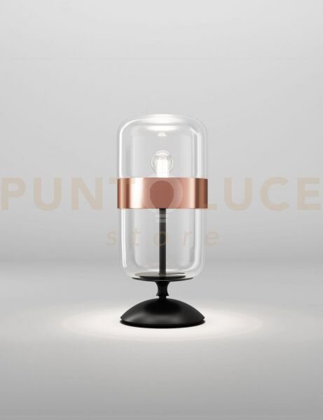 Futura lampada da tavolo m cristallo rame montatura nero opaco 1 lu