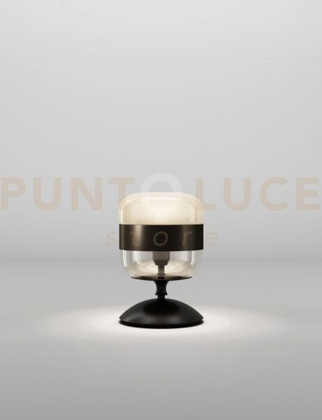 Futura lampada da tavolo p ambra ottone montatura nero opaco 1 luce