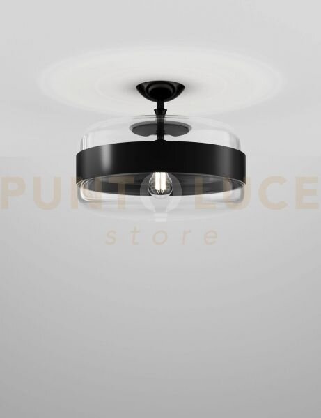 Futura soffitto g cristallo nero montatura nero opaco 1 luce attacc