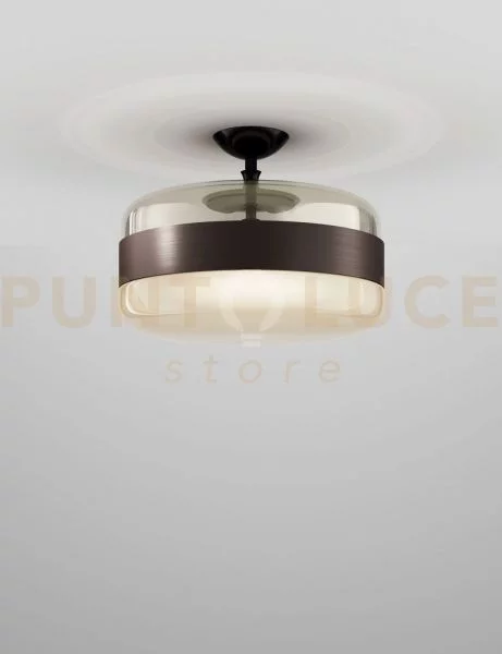 Futura soffitto g ambra ottone montatura nero opaco 1 luce attacco e27
