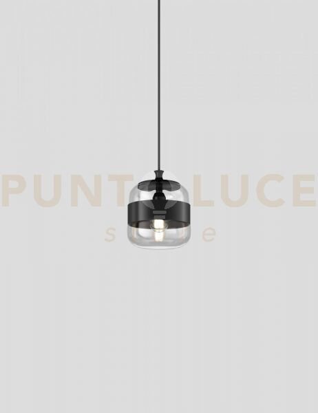 Futura sospensione p cristallo nero montatura nero opaco 1 luce att