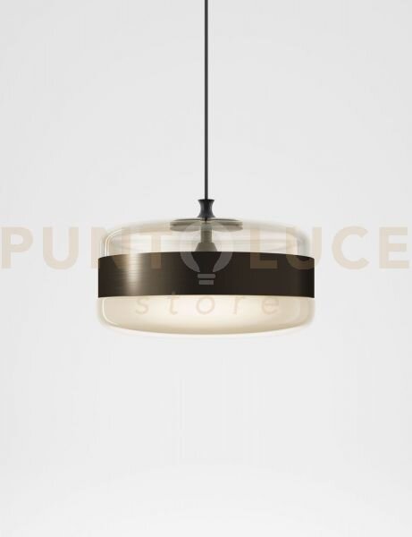 Futura sospensione g ambra ottone montatura nero opaco 1 luce attac