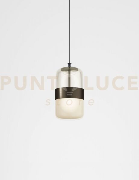 Futura sospensione m ambra ottone montatura nero opaco 1 luce attac