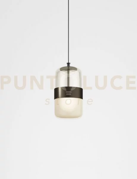 Futura sospensione m ambra ottone montatura nero opaco 1 luce attac