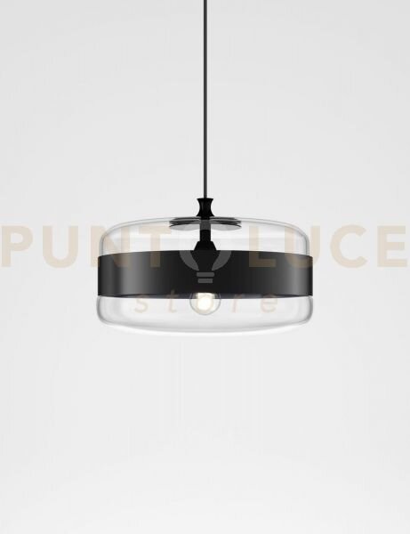 Futura sospensione g cristallo nero montatura nero opaco 1 luce att
