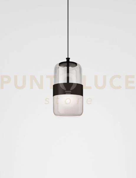 Futura sospensione m cristallo nero montatura nero opaco 1 luce att