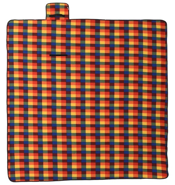 Tovaglia Picnic Pieghevole Quadri Multicolore 200x200cm Velluto