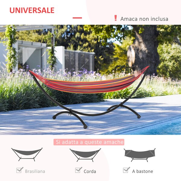 Outsunny Struttura per Amaca Universale da 3m, Supporto in Metallo da Esterno per Giardino e Terrazza, 300x90x100cm, Nero|Aosom