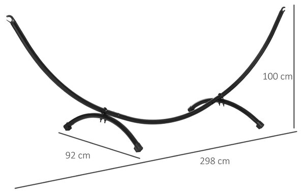 Outsunny Struttura per Amaca Universale da 3m, Supporto in Metallo da Esterno per Giardino e Terrazza, 300x90x100cm, Nero|Aosom