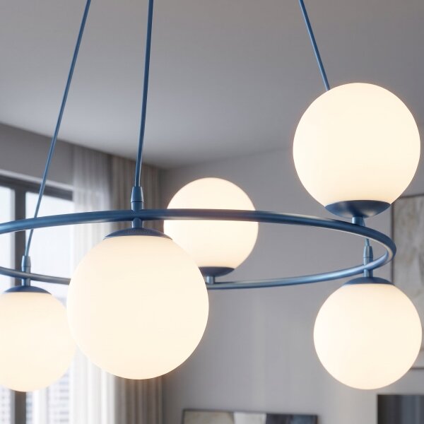 Lampadario a cavo AZURA 6xE14/10W/230V blu/bianco