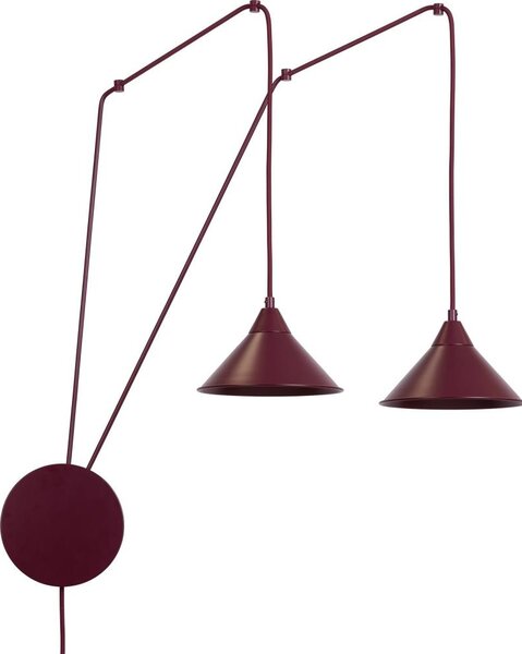 Lampadario a sospensione con cavo ABRAMO 2xE27/15W/230V rosso