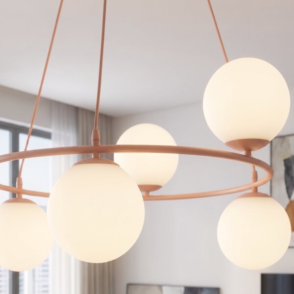 Lampadario a sospensione con cavo AZURA 6xE14/10W/230V rosa/bianco