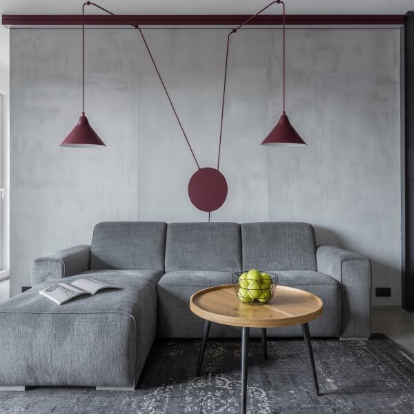 Lampadario a sospensione con cavo ABRAMO 2xE27/15W/230V rosso