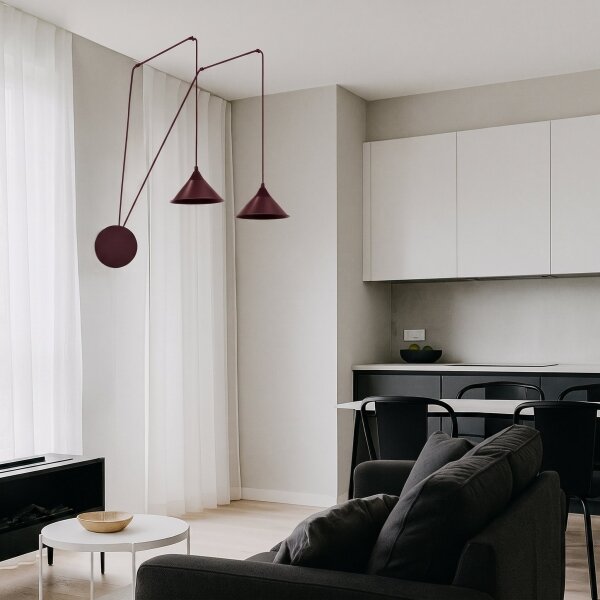 Lampadario a sospensione con cavo ABRAMO 2xE27/15W/230V rosso