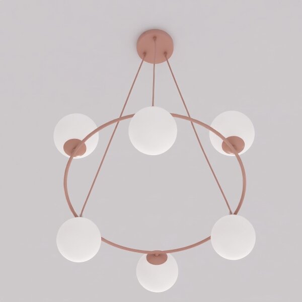 Lampadario a sospensione con cavo AZURA 6xE14/10W/230V rosa/bianco