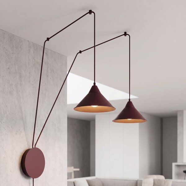 Lampadario a sospensione con cavo ABRAMO 2xE27/15W/230V rosso