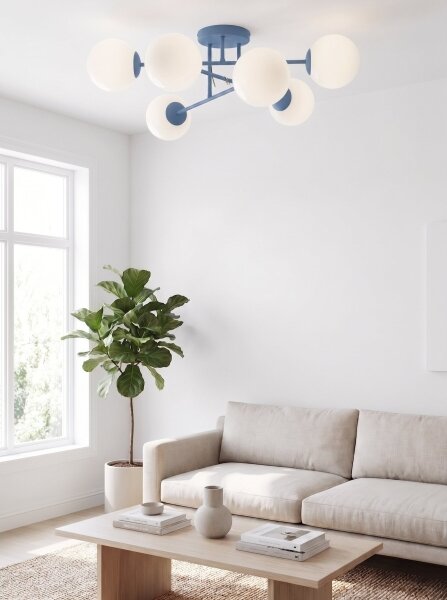 Lampadario a plafone ROMA 6xE14/10W/230V blu