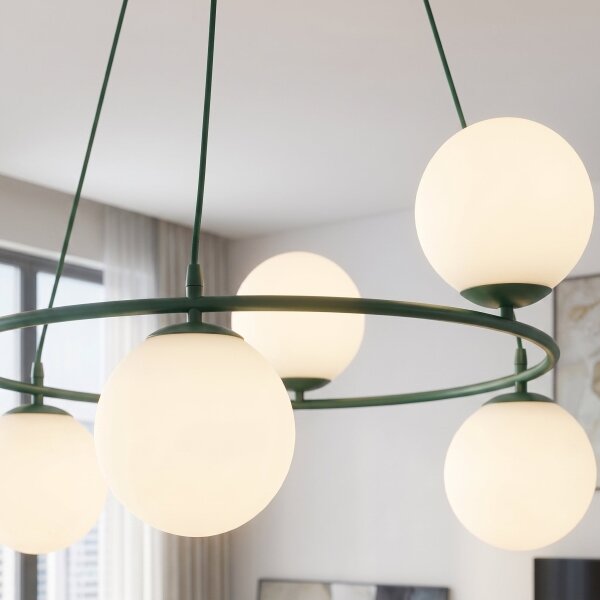 Lampadario a cavo AZURA 6xE14/10W/230V verde/bianco