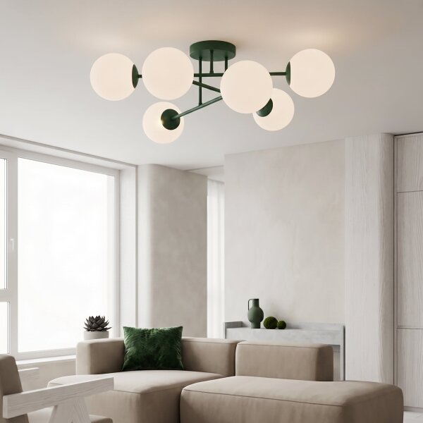 Lampadario a plafone ROMA 6xE14/10W/230V verde