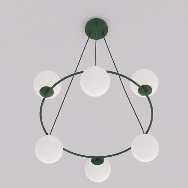 Lampadario a cavo AZURA 6xE14/10W/230V verde/bianco