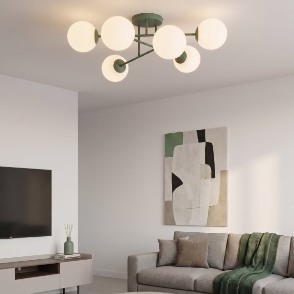 Lampadario a plafone ROMA 6xE14/10W/230V verde