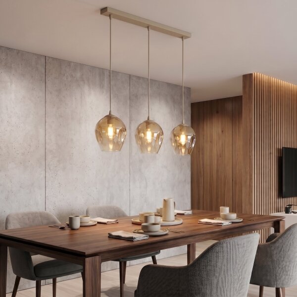 Lampadario a sospensione con cavo ISTAR 3xE27/15W/230V beige/beige fumé