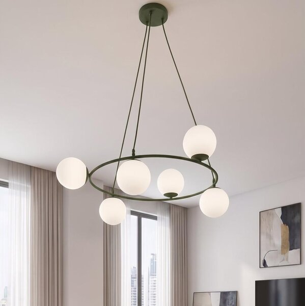 Lampadario a cavo AZURA 6xE14/10W/230V verde/bianco