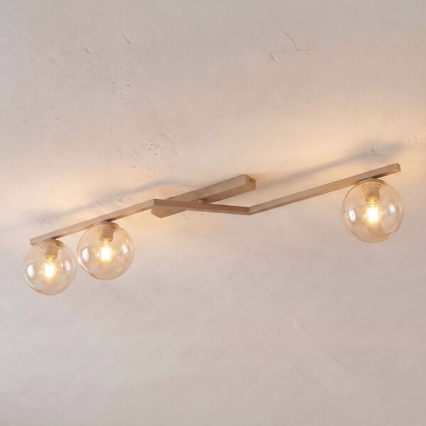 Plafoniera NATON 3xE14/10W/230V beige/beige fumé