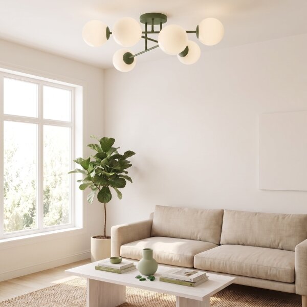 Lampadario a plafone ROMA 6xE14/10W/230V verde