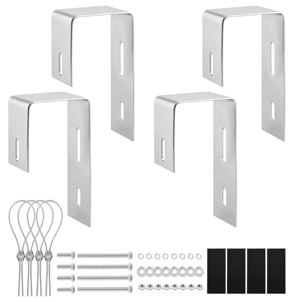 Set di 4 ganci solari in acciaio inossidabile 304 per balcone, con capacità di carico di 20 kg