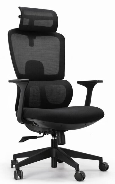 Sedia da ufficio ergonomica con poggiatesta regolabile e schienale in rete