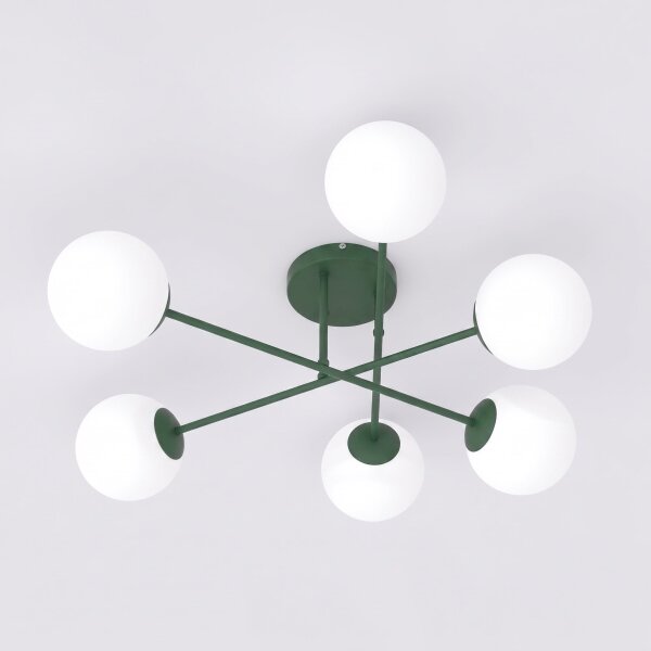 Lampadario a plafone ROMA 6xE14/10W/230V verde