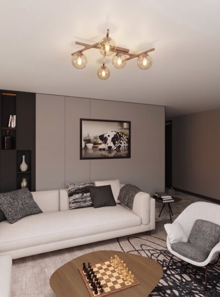 Plafoniera SMART 5xE14/10W/230V beige/beige fumé