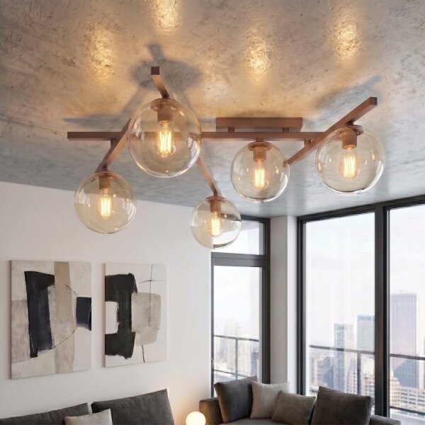 Plafoniera SMART 5xE14/10W/230V beige/beige fumé