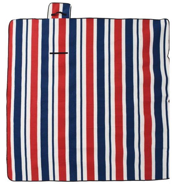 Tovaglia Picnic Pieghevole Strisce Rosse Blu 200x200 cm Velluto