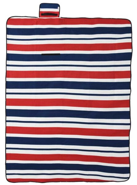 Tovaglia Picnic Pieghevole Strisce Rosse Blu 200x150 cm Velluto