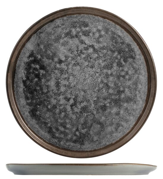 Piatto piano Velvet in stoneware marrone grigio cm 27