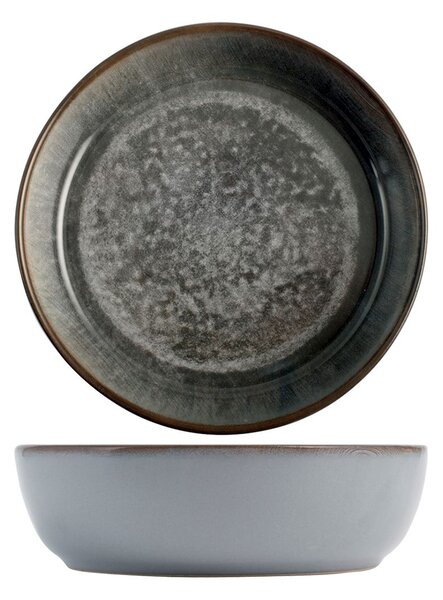 Piatto fondo Velvet in stoneware marrone grigio cm 20