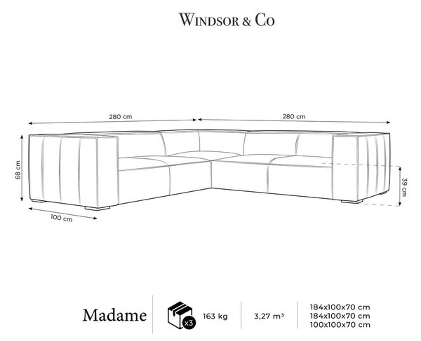 Divano angolare in pelle blu scuro (variabile) Madame - Windsor & Co Sofas
