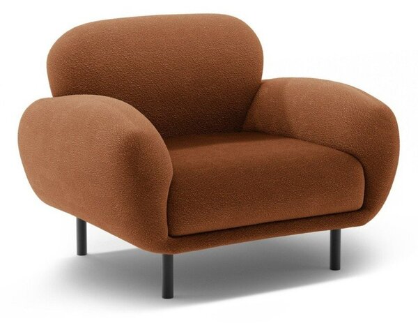 Poltrona color terracotta con rivestimento in bouclé Poppy – Micadoni