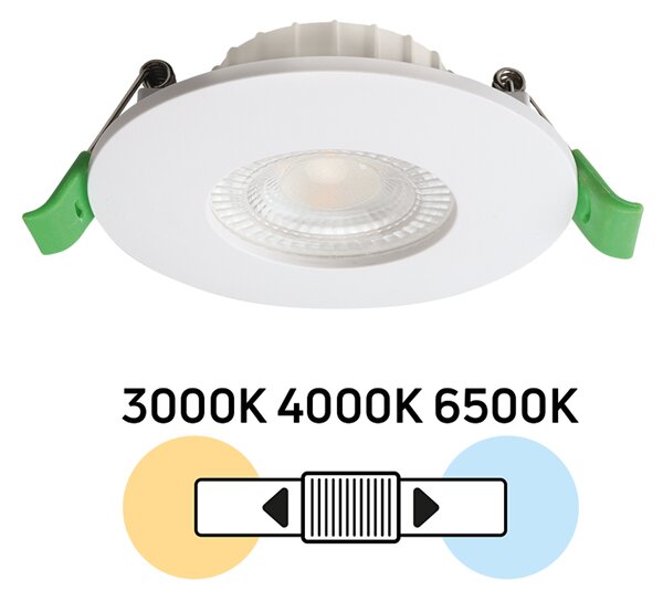 Faro LED da incasso 6W Dimmerabile CCT Foro ø70mm IP44 Colore Bianco Variabile CCT