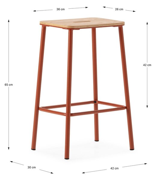 Set di sedie da bar color mattone 2 pz (altezza della seduta 65 cm) Abba – Marckeric