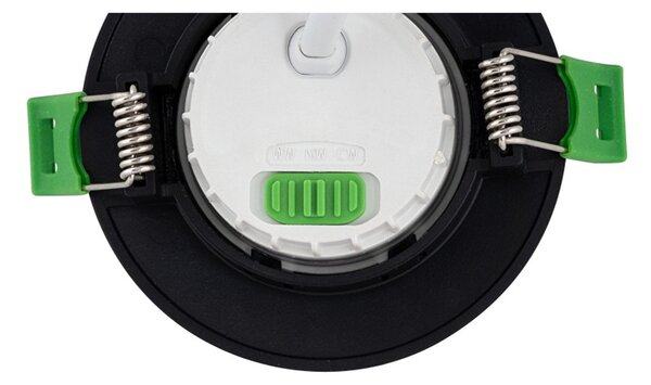 Faro LED da incasso 6W Dimmerabile CCT Foro ø70mm IP44 - Nero Colore Bianco Variabile CCT
