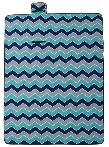 Tovaglia da Picnic Pieghevole A Onde Blu 200x150 cm in Velluto