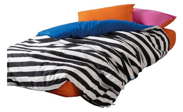 Set copripiumino e federa bianco e nero in cotone renforcé per letto matrimoniale/per letto esteso con lenzuolo incluso/4 pezzi 200x220 cm Dusk – Mijolnir