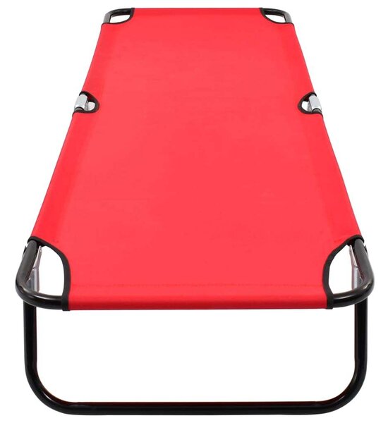 Lettino Prendisole Pieghevole Rosso in Acciaio