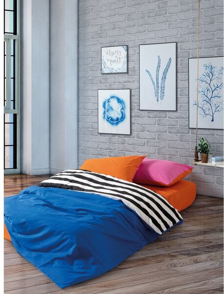 Set copripiumino e federa bianco e nero in cotone renforcé per letto matrimoniale/per letto esteso con lenzuolo incluso/4 pezzi 200x220 cm Dusk – Mijolnir